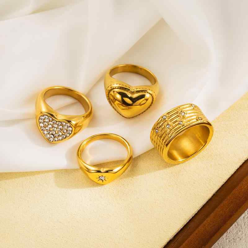 指輪 レディース ステンレス製 ハート形 光沢仕上げ 高級感 欧米スタイル クールデザイン インスタ風 個性派 デイリーユース アクセサリー 電気メッキ加工