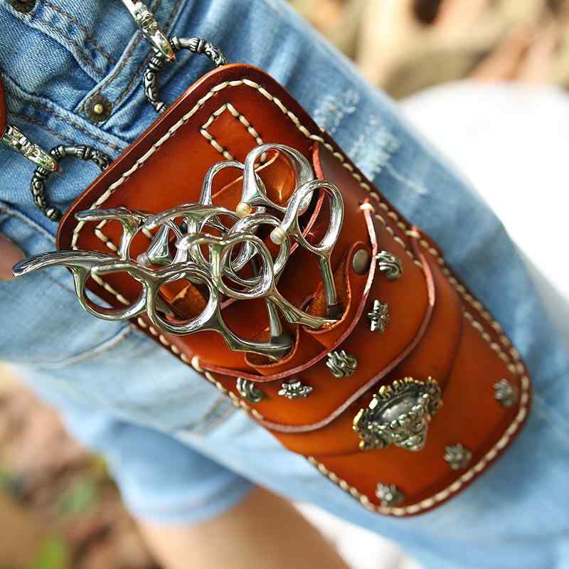 ウエストポーチ メンズ 新型 本革 美容師 シザーケース ヘアスタイリスト ツールバッグ 高級牛革製 軽..