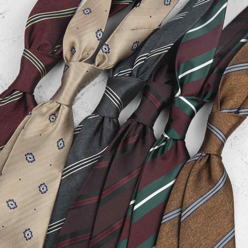 ネクタイ メンズ 8cm幅 シンプル ストライプ ジャガード織り フォーマル ビジネス カジュアル 韓国風 結婚式 パーティー ワインレッド ブラウン ブルー ポリエステル 秋冬