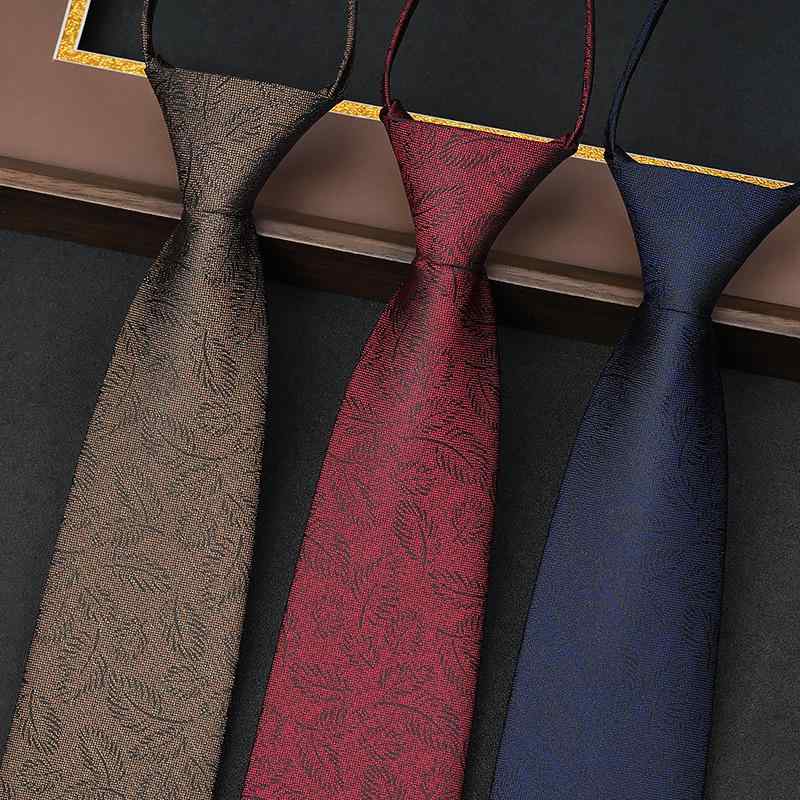 ネクタイ メンズ ワンタッチ ファスナー式 着脱簡単 レトロ ペイズリー柄 英国風 8cm幅 フォーマル ビジネスシーン 結婚式 パーティー 通勤用 ポリエステル 刺繍 ブラウン