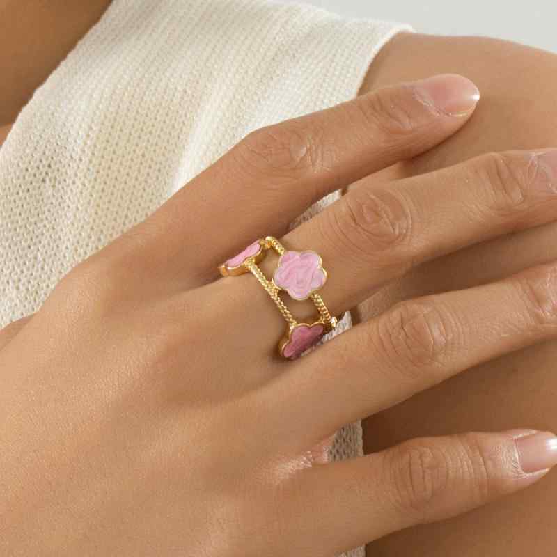 指輪 レディース 滴油加工 合金製 フラワー クローバー 幸運 エレガント おしゃれ かわいい ファッションリング カジュアル 人差し指リング