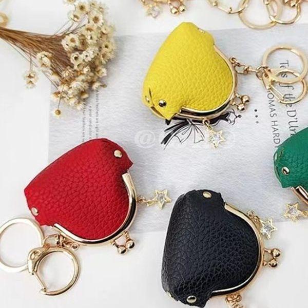 がま口ポーチ 男女兼用 ミニポーチ 小銭入れ コインケース ワイヤレスイヤホンケース キーリング付き P..