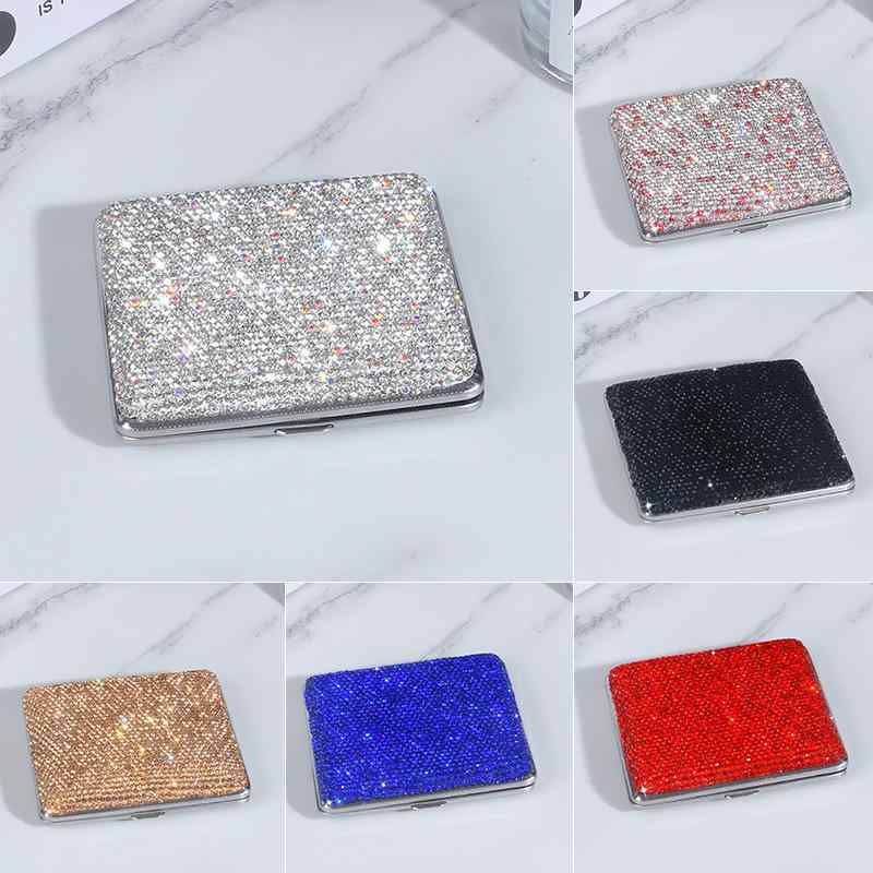 シガレットケース レディース メタル製 ジルコニア装飾 キラキラ 大容量 20本収納 おしゃれ 携帯用 スリム たばこ入れ 喫煙具