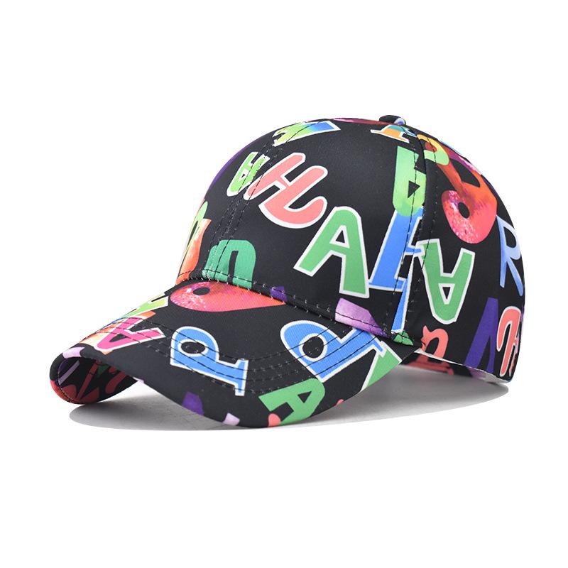 棒球帽 UVカット 日よけ対策 通気性抜群 サイズ調節可能 オールシーズン コットン グラデーションカラー 英字ロゴ 落書き風 個性的チャイニーズスタイル アウトドア スポーツ カジュアル(x2)