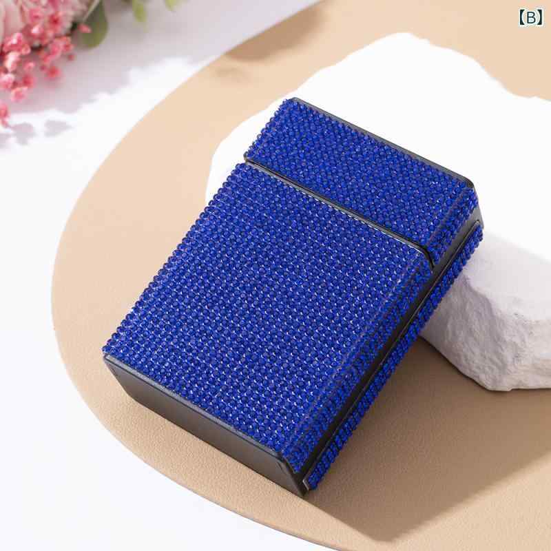 モズラボのシガレットケース メンズ レディース ラインストーン装飾 スリム プラスチック製 軽量 携帯用 シンプル 高級感 ビジネス 贈り物 誕生日 プレゼント｜アングル3