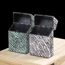 シガレットケース メンズ ゼブラ柄 プラスチック製 20本収納 レギュラーサイズ対応 携帯用 フタつき バックル開閉式 潰れ防止 防湿 タバコケース(x2)