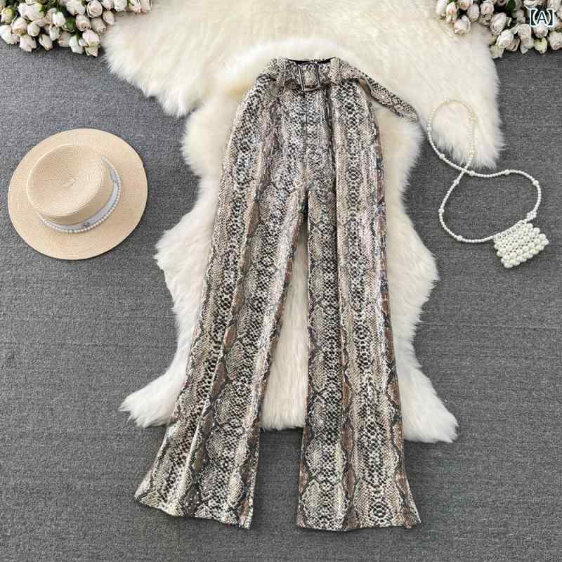 パンツ レディース ハイウエスト 細見え ゼブラ柄 落ち感 ワイドフレアパンツ ロング丈 フルレングス カジュアル オフィス 通勤 きれいめ 春夏秋