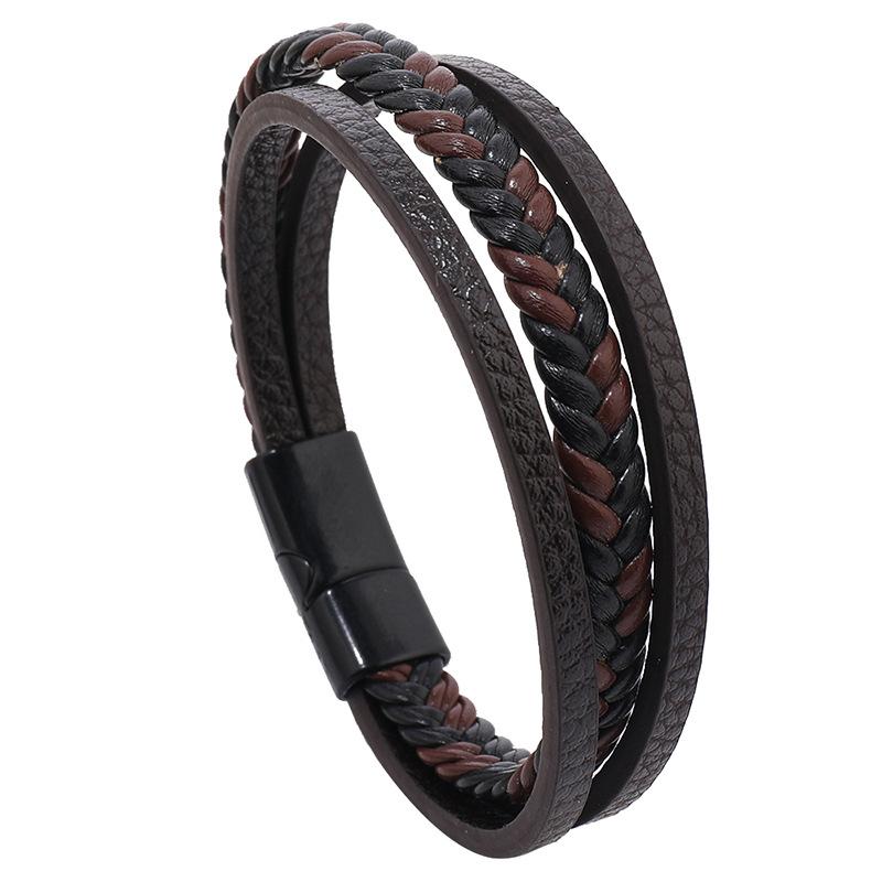 ブレスレット 腕輪 ユニセックス メンズ レディース フェイクレザー 編み込み 手作り レトロデザイン ..