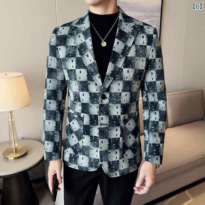 形状記憶 しわになりにくい スリムフィット テーラードジャケット メンズ 秋冬 ジャカード デニム ブラック デニムブルー カジュアル ビジネス 通勤