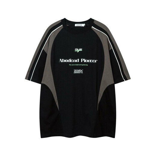 Tシャツ メンズ 通気性 吸湿速乾 アメリカンバイク風 レトロ ストリート系 オーバーサイズ 切り替えデザイン レーシングモチーフ クルーネック 半袖 綿100% デイリーユース Tシャツ メンズ 通気性 吸湿速乾 アメリカンバイク風 レトロ ストリート系 オーバーサイズ 切り替えデザイン レーシングモチーフ クルーネック 半袖 綿100% デイリーユース