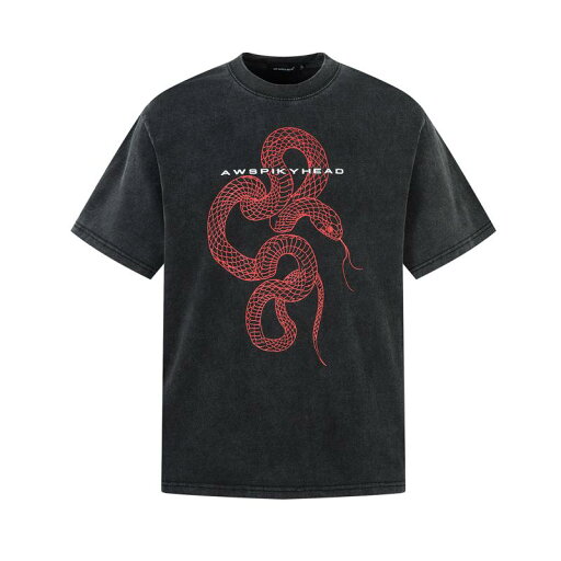 Tシャツ メンズ 吸湿速乾 防シワ アメリカンストリート ヒップホップ ウォッシュ加工 ダーク パイソン柄 プリント ゆったり ルーズフィット クルーネック 半袖 綿素材 ブラック 春夏 デイリーユース Tシャツ メンズ 吸湿速乾 防シワ アメリカンストリート ヒップホップ ウォッシュ加工 ダーク パイソン柄 プリント ゆったり ルーズフィット クルーネック 半袖 綿素材 ブラック 春夏 デイリーユース