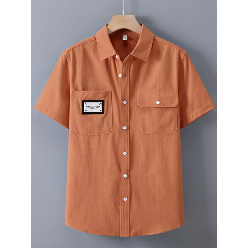 シャツ メンズ 半袖 コットン100% 形態安定 ポケット付き 無地 ゆったり ナチュラル スクエアカラー カジュアル 春夏 普段使い