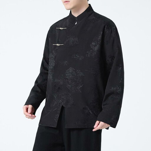 ジャケット メンズ 高級感 ジャガード織り 斜め襟 チャイナボタン 中国風 新中華風 レトロ 春夏 カジュアル トップス 上着 ポリエステル ジャケット メンズ 高級感 ジャガード織り 斜め襟 チャイナボタン 中国風 新中華風 レトロ 春夏 カジュアル トップス 上着 ポリエステル