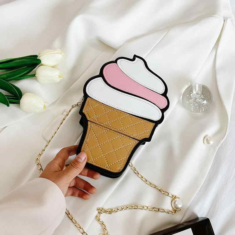 ミニショルダーバッグ レディース かわいい 個性的 アイスクリーム ケーキ デザイン ポップ チェーンス..