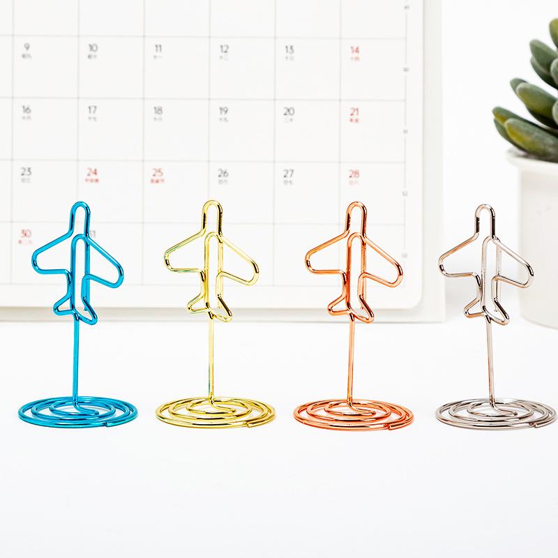 卓上クリップ かわいい 飛行機 名刺ホルダー メモスタンド 写真立て 縦型 金属製 インテリア雑貨 オフィス デスク用品 ビジネス ギフト プレゼント マルチスタンド(x10)