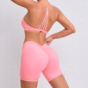 フィットネスウェア レディース 吸汗速乾 通気性 ソフトタッチ ブラトップ ショートパンツ セットアップ バックシャン 欧米風 ランニング ヨガ ジム トレーニ...