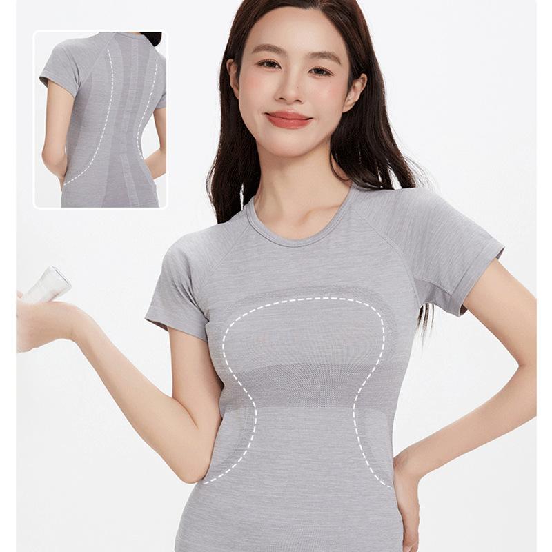 Tシャツ レディース 吸汗速乾 通気性 ドライ 半袖 タイトフィット スポーツ ヨガ ランニング トレーニ..