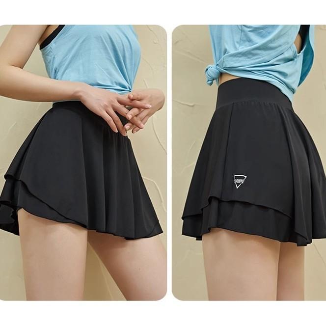 スカートパンツ レディース 吸汗速乾 ハイウエスト 透け防止 テニス バドミントン ランニング フィット..