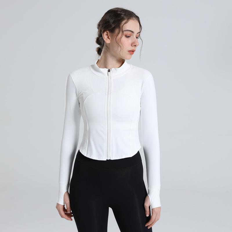 スポーツウェア レディース 速乾 高伸縮 無地 秋冬 フィットネス ランニング ヨガ 長袖 着痩せ ジップアップ カーディガン ウエスト丈 スリムフィット ジャケット