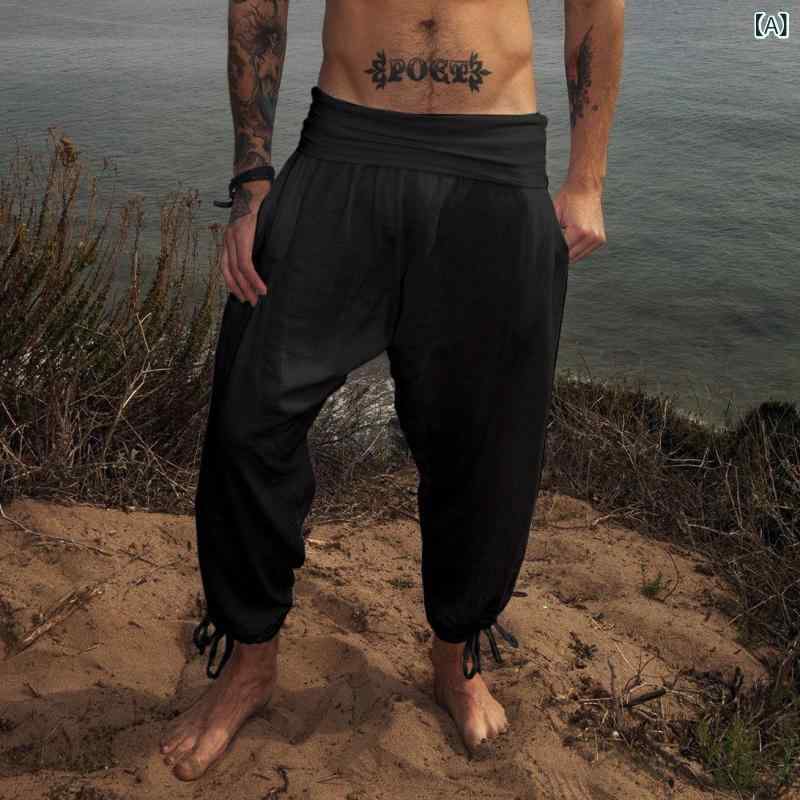 パンツ メンズ 春夏 快適 ゆったり リラックスフィット シンプル 無地 綿混 ストレッチ カジュアル ロングパンツ 部屋着 ルームウェア ビーチ レジャー 普段使い ワンマイルウェア