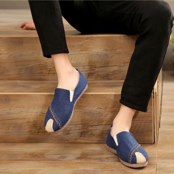 シューズ メンズ エスニック カジュアル 麻 リネン スリッポン レトロ 春夏 ソフトソール エスパドリー..