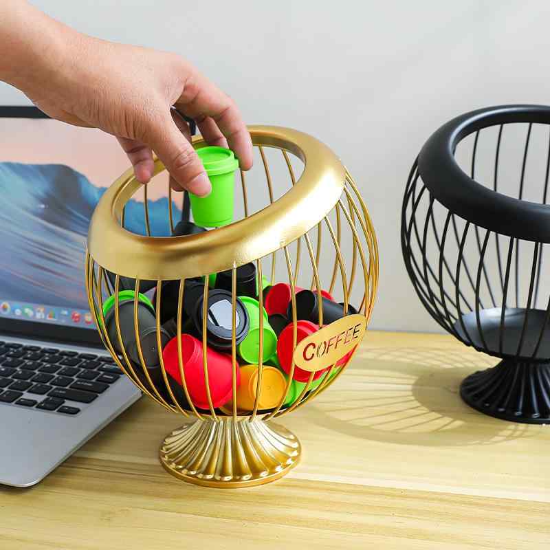 楽天モズラボ収納バスケット 北欧風 シンプル おしゃれ 斜め口 鉄製 デスク 卓上 ローテーブル リビング 小物入れ コーヒーカプセル お菓子 キャンディ インテリア雑貨 整理整頓