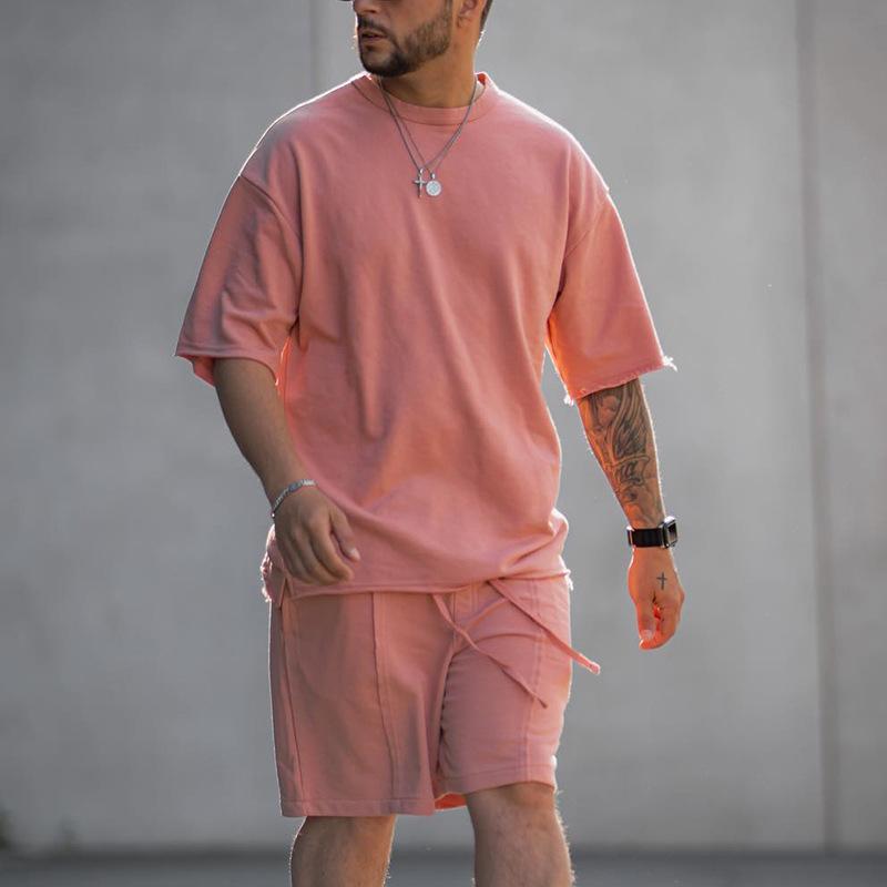 カジュアルセットアップ メンズ 男性用 スポーツ 夏 半袖 シャツ ショートパンツ ゆったり ルーズ 普段使い 部屋着 ポリエステル 快適 デイリー