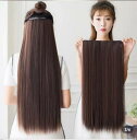 エクステ レディース 自然に馴染む ストレート ロングヘア 約60cm 5クリップ ワンタッチ 耐熱ファイバー 一体型 シームレス 付け毛