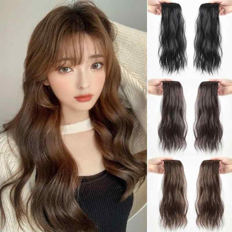 ヘアピース レディース シームレス 自然な 頭頂部 両サイド一体型 水波ウェーブ 耐熱ファイバー エクス..