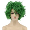 ウィッグ レディース 女性用 エメラルドグリーン ぱっつん前髪 ショートカール 高温耐熱ファイバー フルウィッグ 自然な仕上がり クリスマス ハロウィン イベント コスプレ 仮装