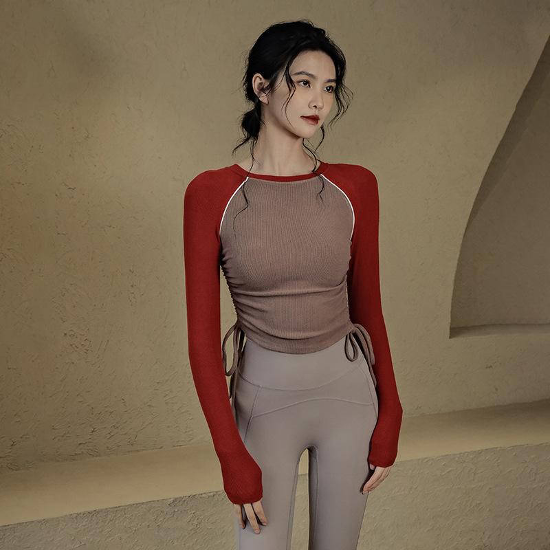 ヨガウェア レディース 長袖 スリムフィット 体型カバー 吸汗速乾 ランニング ピラティス トレーニング フィットネス スポーツトップス 秋冬 レーヨン スパンデックス素材
