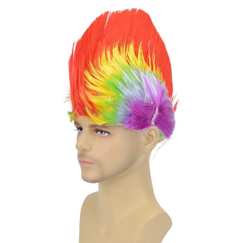 メンズ ウィッグ 鶏冠風 ド派手 パンクスタイル ショートヘア 化繊ファイバー 赤 青 緑 コスプレ パー..