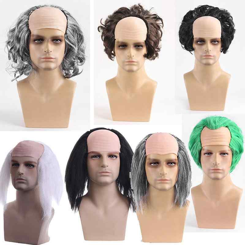 ウィッグ メンズ ビートルジュース風 アニメ コスプレ 欧米風 ハロウィン 仮装 耐熱ファイバー カラフル 爆発ヘア ぱっつん前髪 コテ アイロン対応 イベント パーティー 個性派