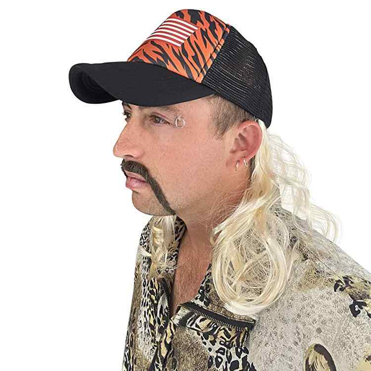 メンズウィッグ ジョー・エキゾチック タイガーキング風 コスプレ 変装用 人工毛 ミディアムヘア 帽子..
