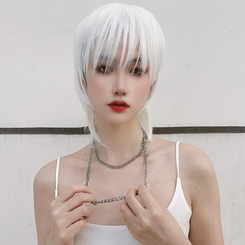 ウィッグ 高品質 耐熱ファイバー 自然 ボリュームアップ メンズ 男女兼用 韓国風 ウルフカット マレッ..