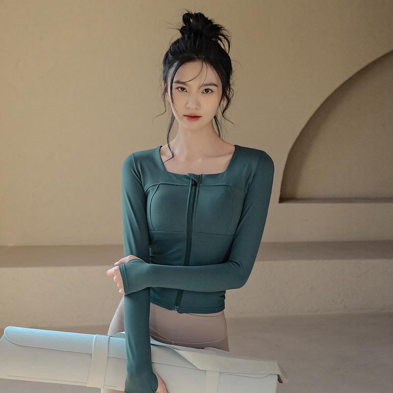 スポーツウェア レディース 速乾 細見え ファスナー付き 長袖 ヨガ フィットネス ランニング ジム トレーニングウェア