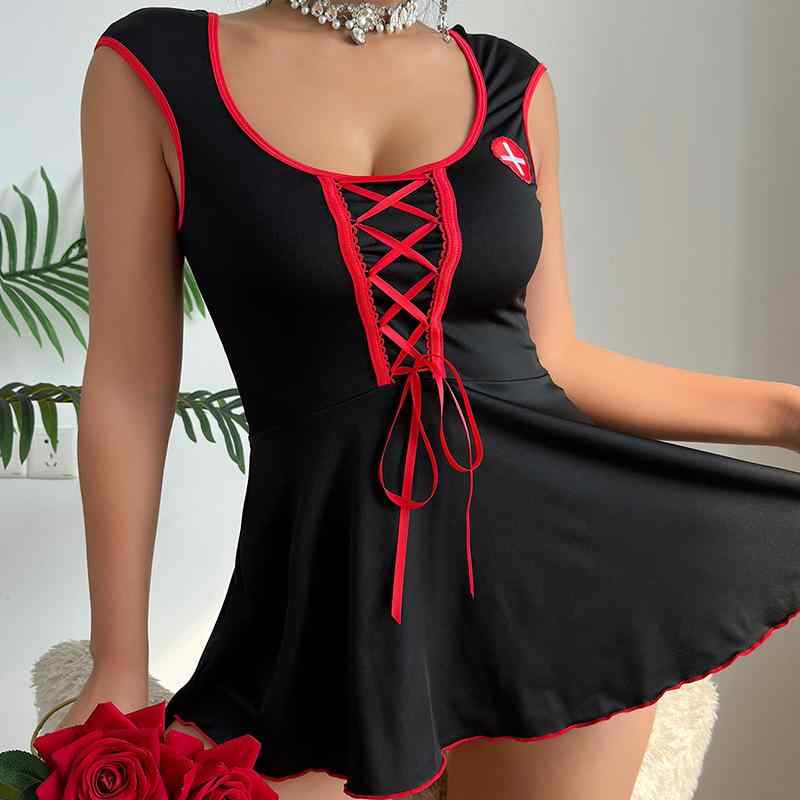 制服コスプレ レディース セクシーランジェリー 誘惑的な 欧米風 かわいい系 ワンピース Tバック 2点セ..