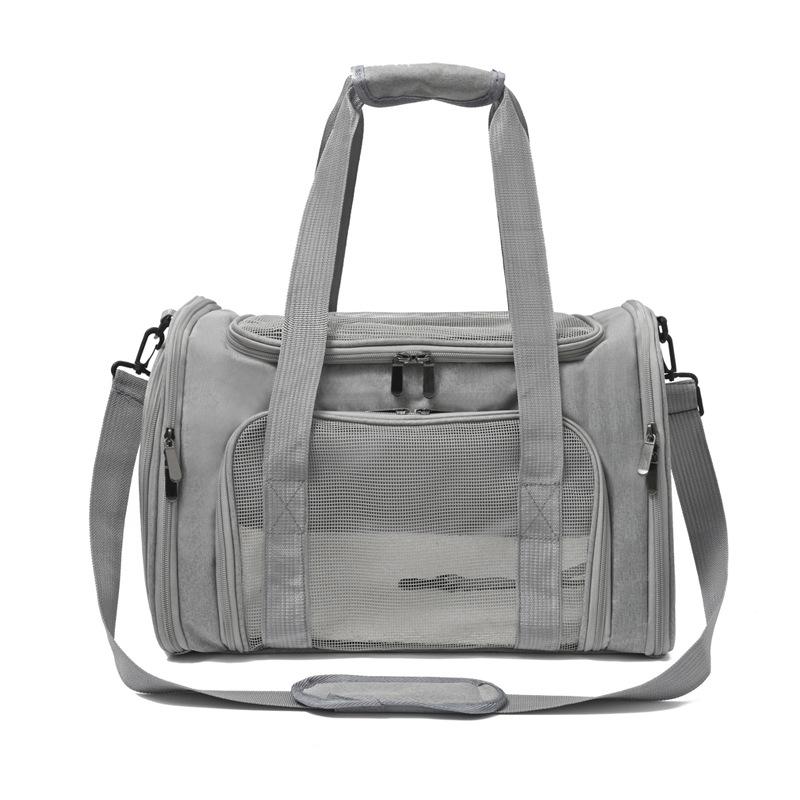 ペット キャリーバッグ 小型犬 猫用 全方位開口 通気性抜群 折りたたみ式 車載用 ソフト オックスフォード素材 お出かけ アウトドア ショルダーバッグ 斜め掛け