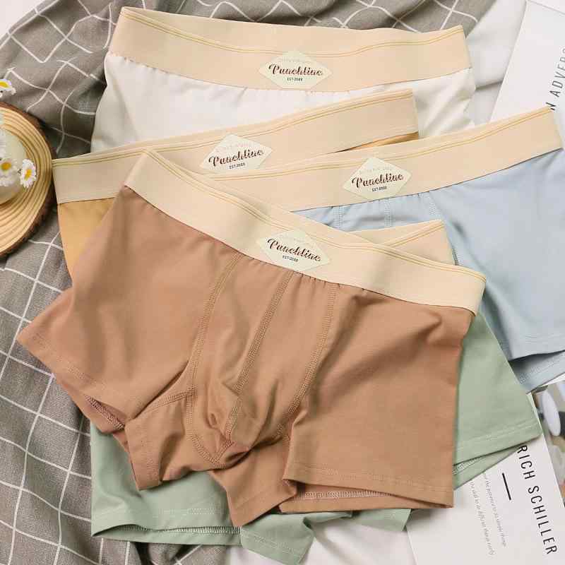 ボクサーパンツ メンズ シンプル 無地 綿素材 高通気性 快適な履き心地 シームレス ミドルウエスト フ..