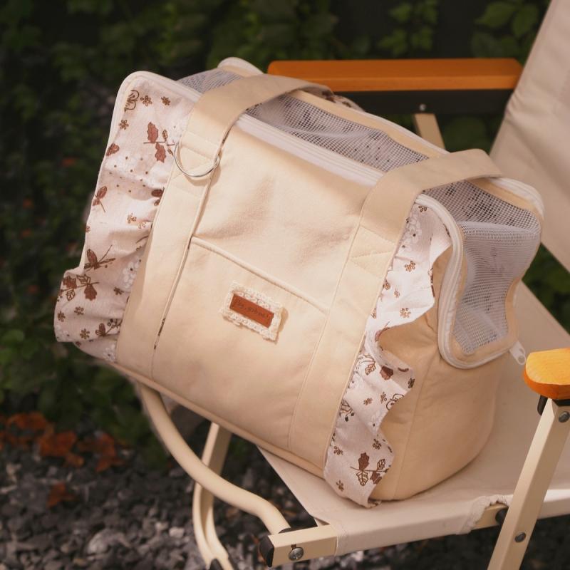 ペットキャリーバッグ 保温 フリース素材 ストレス軽減 猫 犬兼用 お出かけ 通院 ドライブ 旅行 ソフトタイプ ポリエステルコットン ジャスミンミルクコーヒー色