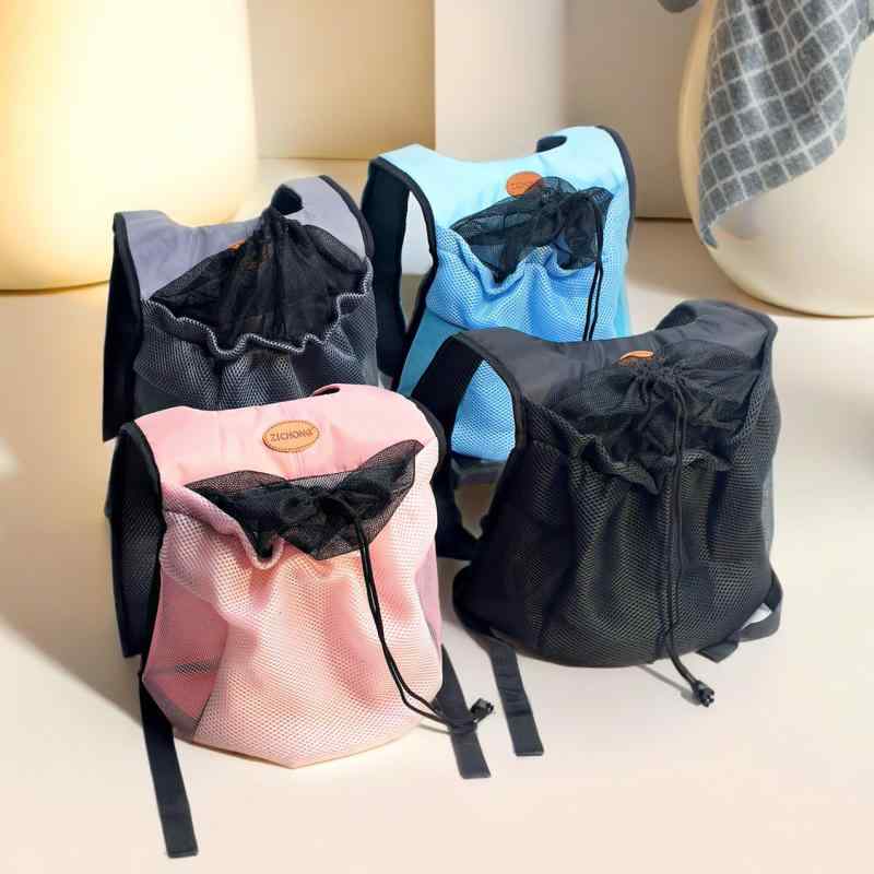 ペットキャリー 軽量 折りたたみ式 携帯用 リュック型 前抱っこ 小型犬 猫用 お散歩 旅行 通院 防災グッズに 通気性抜群 ポリエステル製 黒 ピンク 青 グレー S M サイズ