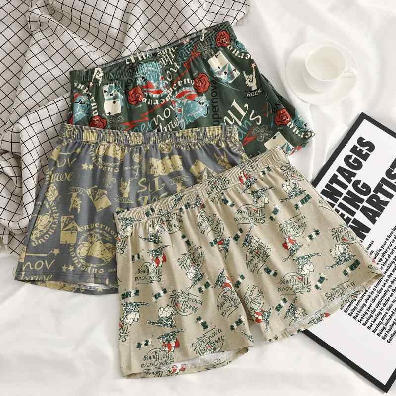 トランクス メンズ 男性用 通気性 ゆったり 綿混素材 60番手 総柄プリント ストライプ チェック柄 部屋..