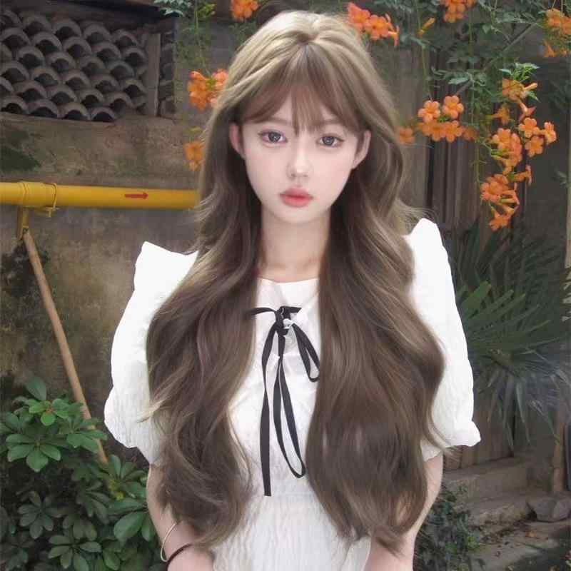 ウィッグ レディース フルウィッグ ロング ウェーブ ロリータ 耐熱ファイバー インフルエンサー おしゃれ 韓国風 イメチェン ヘーゼルアッシュブラウン