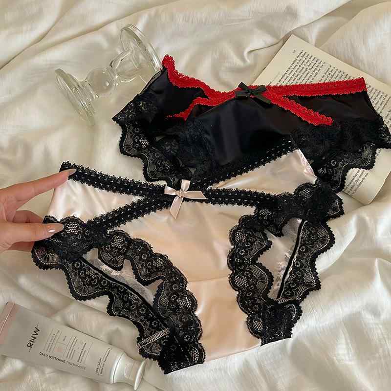ショーツ レディース レース サテン セクシー 高級感 速乾 通気性 シームレス 綿100%クロッチ ローライ..
