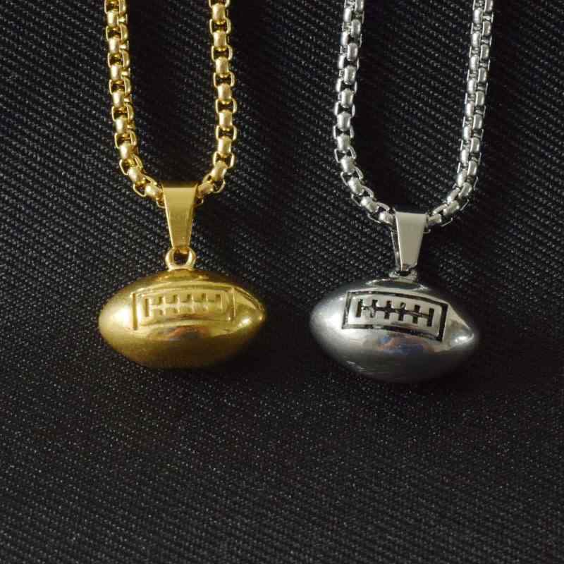 ネックレス メンズ レディース 男女兼用 ステンレス製 電気メッキ加工 ラグビーボール ペンダント パン..
