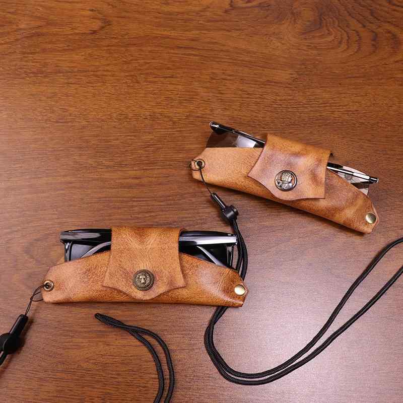 メガネケース メンズ レディース 首掛けタイプ ハンドメイド レトロ ヌメ革 アンティーク加工 サングラ..