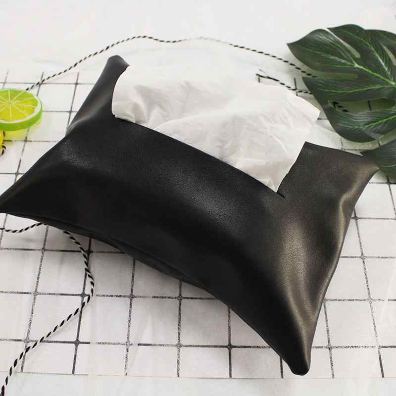 ティッシュケース 車載用 PUレザー 枕型 クッション型 車内 卓上 リビング 洗面所 多用途 ボックスティ..