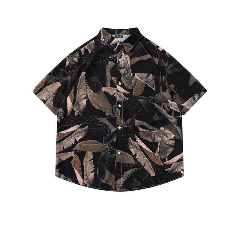 シャツ メンズ 春夏 オープンカラー 半袖 バロック風 レトロ ヴィンテージ 花柄 水墨画風 ゆったり ポ..