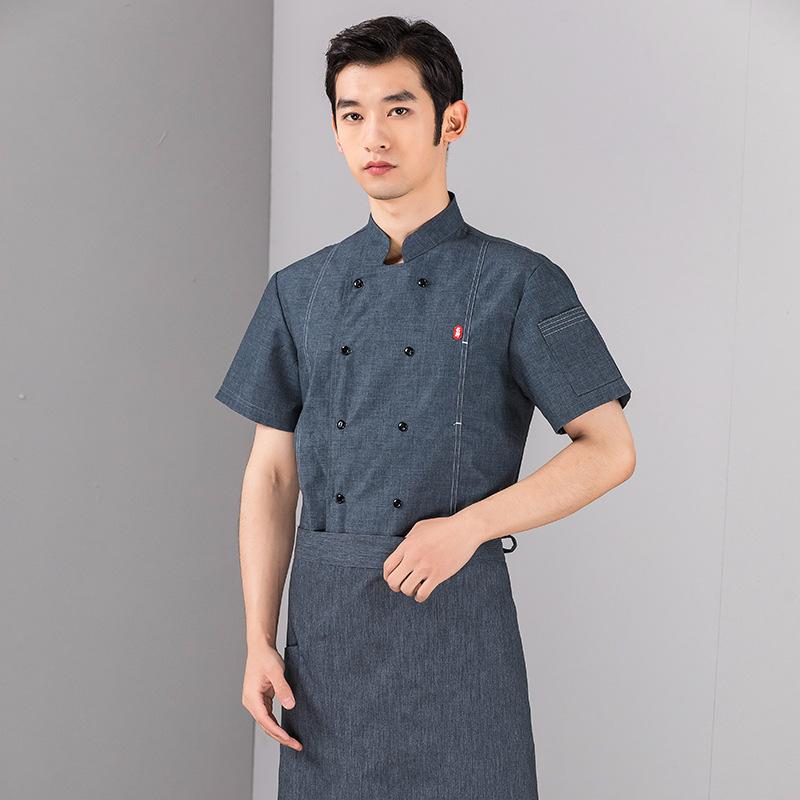 コックコート メンズ 半袖 吸湿速乾 綿混 厚手 飲食店 業務用 厨房 調理服 大きいサイズ ゆったり 体型カバー ビッグサイズ ホワイト 制服 春夏