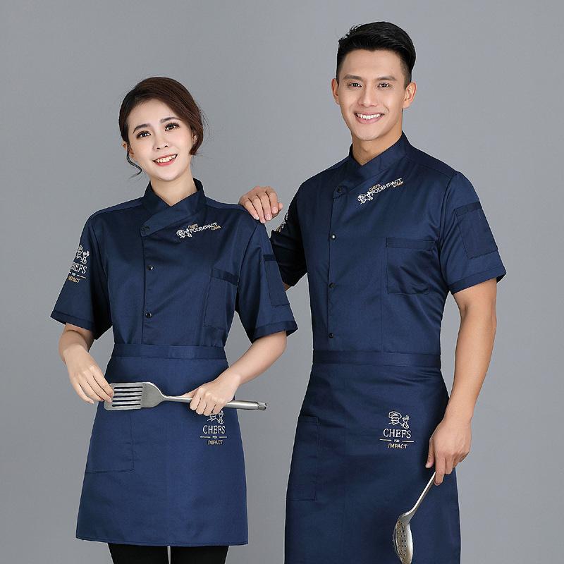 コックコート メンズ 半袖 吸汗速乾 薄手 夏用 ホテル レストラン 飲食店 厨房 調理服 ユニフォーム 制服 製菓 ケーキ屋 パン屋 業務用 綿混 ポリエステル